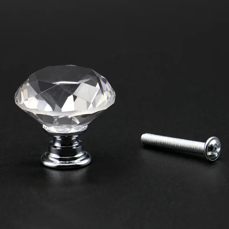 20-40mm Diamond Shape Design Crystal Glass Knobs Cupboard Drawer Pull