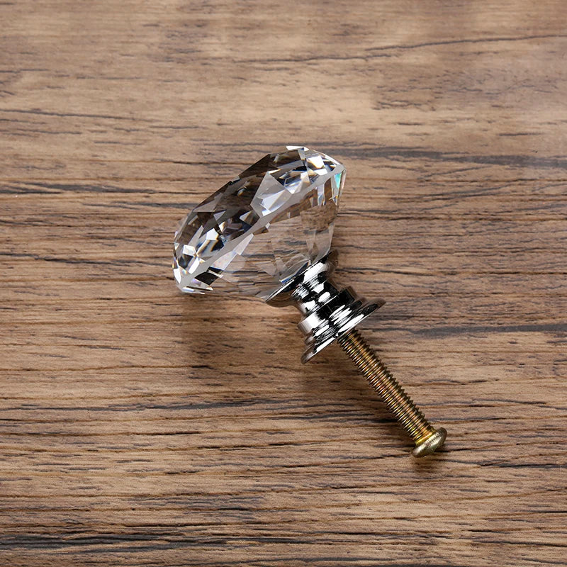 20-40mm Diamond Shape Design Crystal Glass Knobs Cupboard Drawer Pull