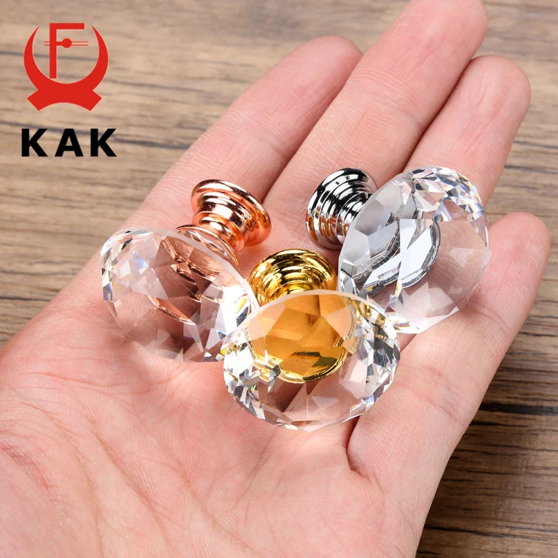 20-40mm Diamond Shape Design Crystal Glass Knobs Cupboard Drawer Pull