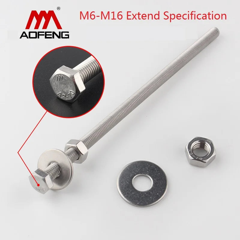 External Hexagon Extended Screws 304 Stainless Steel Outer Flat