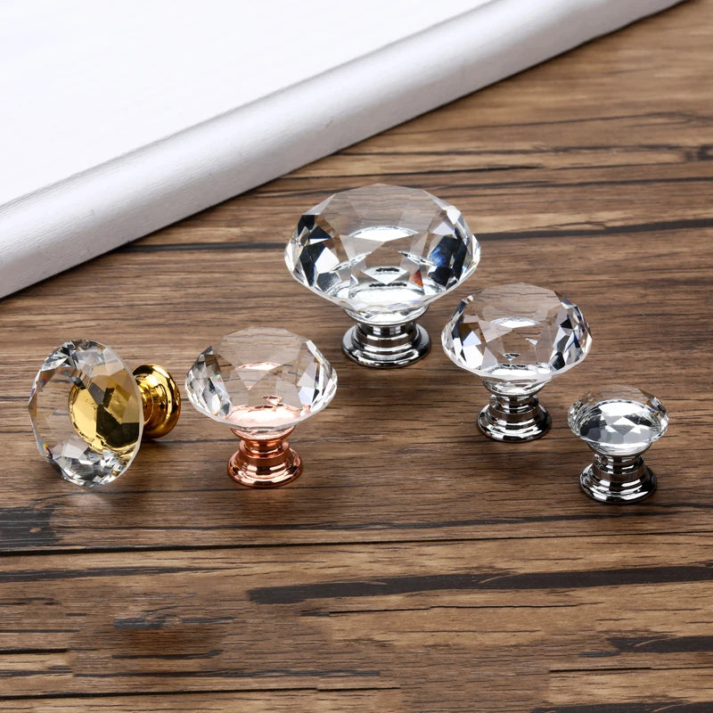 20-40mm Diamond Shape Design Crystal Glass Knobs Cupboard Drawer Pull