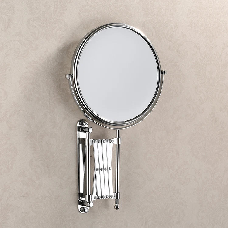 8 Inch 3X Magnifying Round Wall Make Up Mirror Two-Sided Retractable