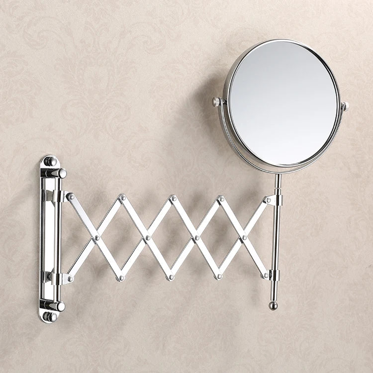 8 Inch 3X Magnifying Round Wall Make Up Mirror Two-Sided Retractable