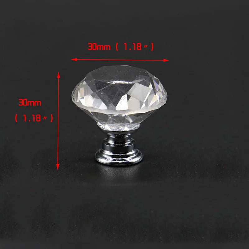 20-40mm Diamond Shape Design Crystal Glass Knobs Cupboard Drawer Pull