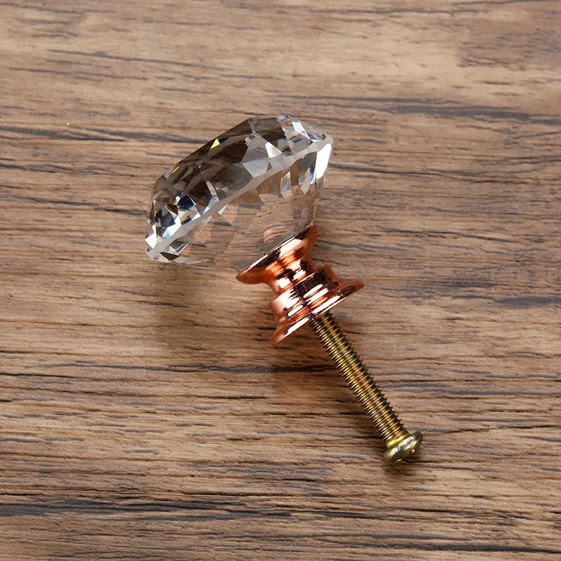 20-40mm Diamond Shape Design Crystal Glass Knobs Cupboard Drawer Pull