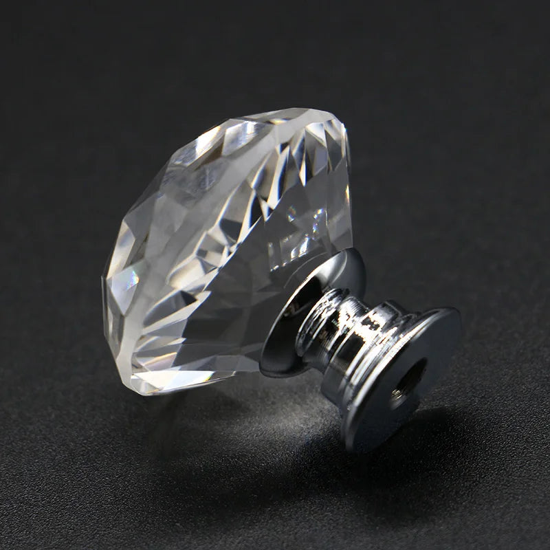 20-40mm Diamond Shape Design Crystal Glass Knobs Cupboard Drawer Pull