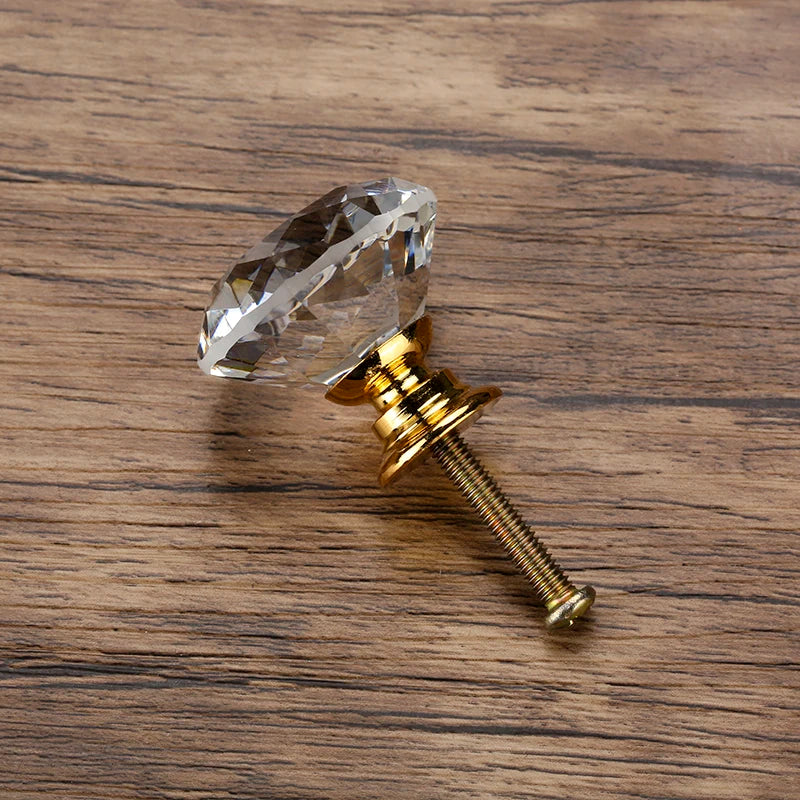 20-40mm Diamond Shape Design Crystal Glass Knobs Cupboard Drawer Pull