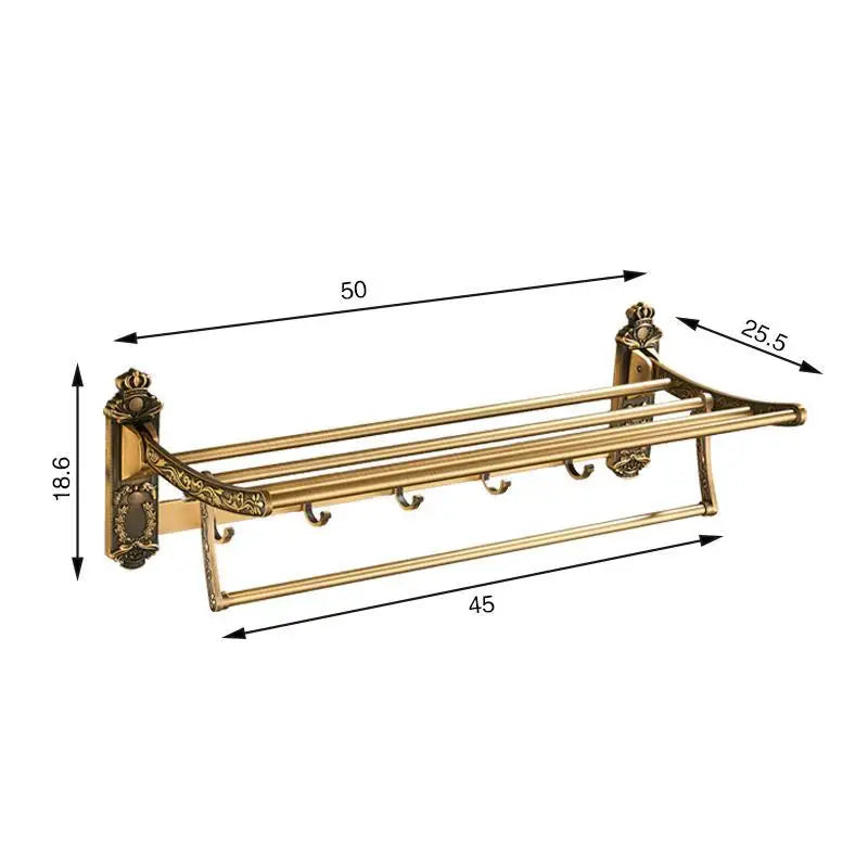 Aluminum Foldable Antique Brass Bath Towel Rack Active Bathroom Towel