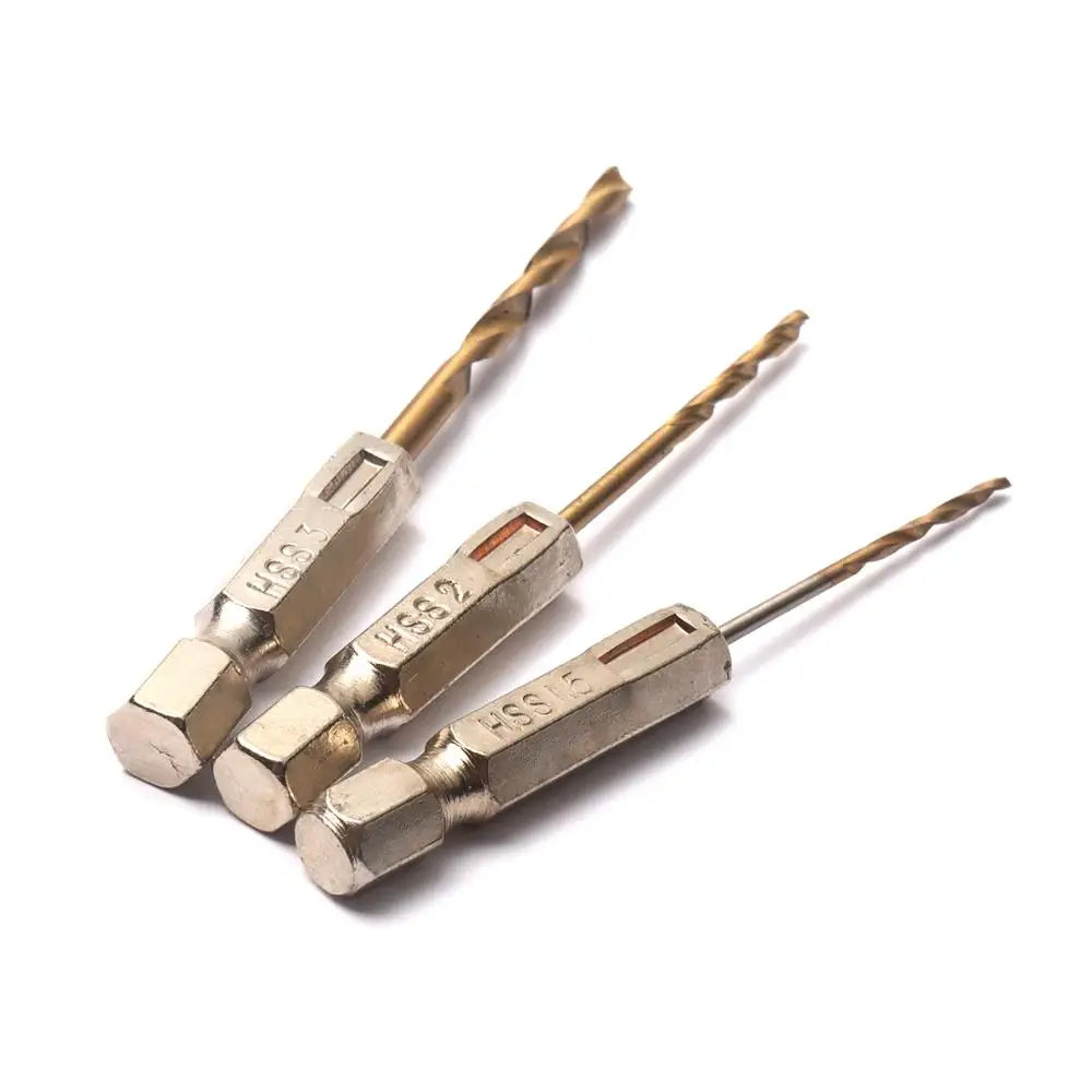 1.5mm 2mm Titanium HSS Coated Drill Bit 1/4 Hex Shank Twist Drill Bit