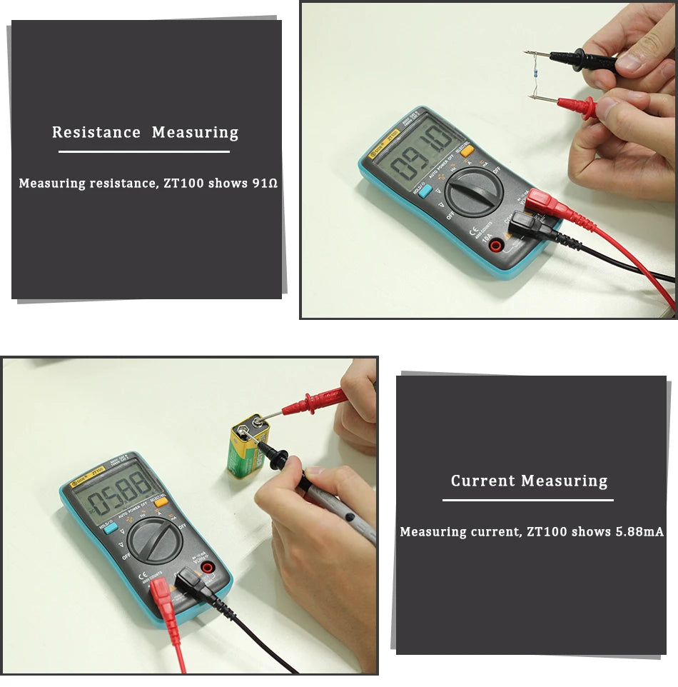Digital Multimeter ZT100 4000 counts DC/AC Voltage Current