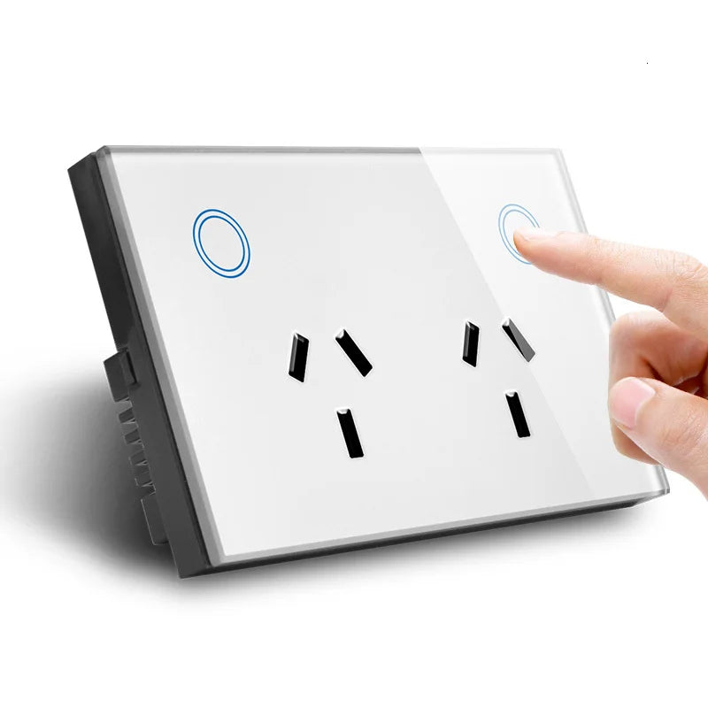 120mm  AU/US/CA Double wall socket Tempered Crystal Glass wall outlet