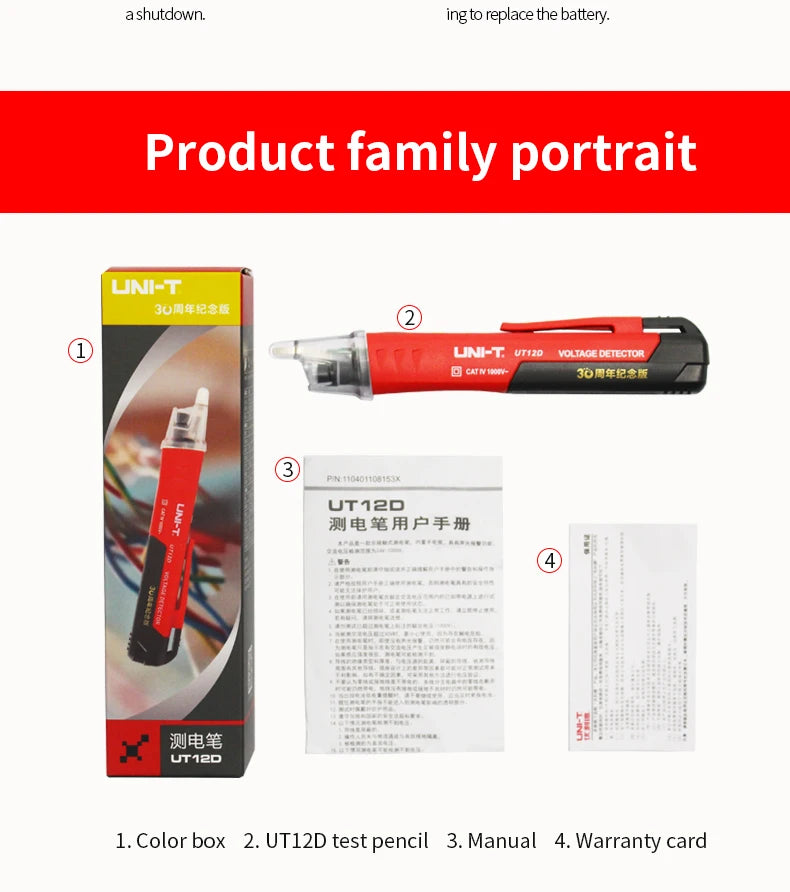 UNI-T UT12D UT12E UT12M Non Contact Voltage Detector Pen High and Low