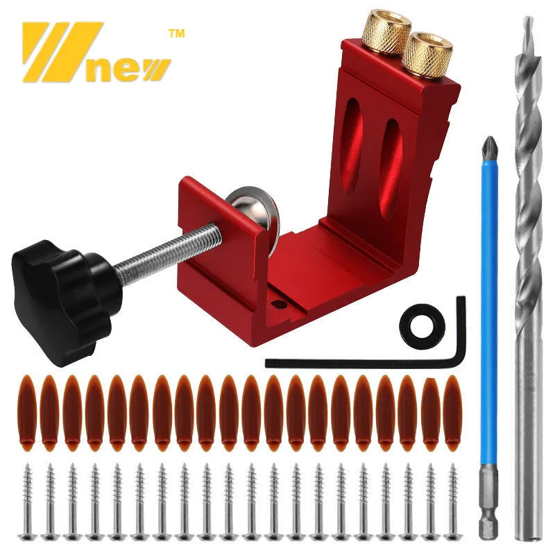 47-Piece Pocket Hole Jig Kit — 15° Oblique Hole Drill Guide & Carpe...