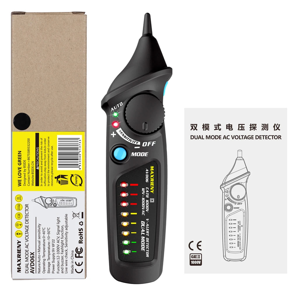 MAXRIENY Non-Contact Voltage Detector Tester AVD06 Socket Wall Outlet