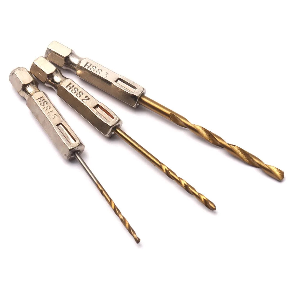 1.5mm 2mm Titanium HSS Coated Drill Bit 1/4 Hex Shank Twist Drill Bit