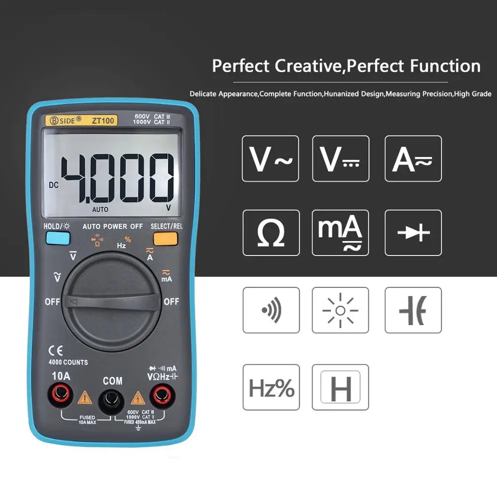 Digital Multimeter ZT100 4000 counts DC/AC Voltage Current