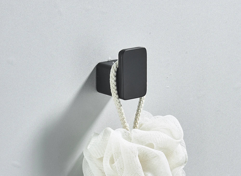 Black Robe Hooks Aluminum Bathroom Towel Hook Door Clothes Coat