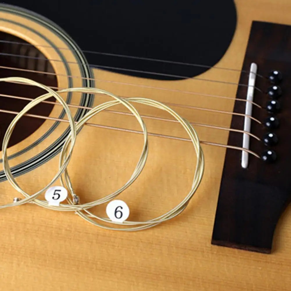6pcs/set Universal Acoustic Guitar String Brass Hexagonal Steel Core
