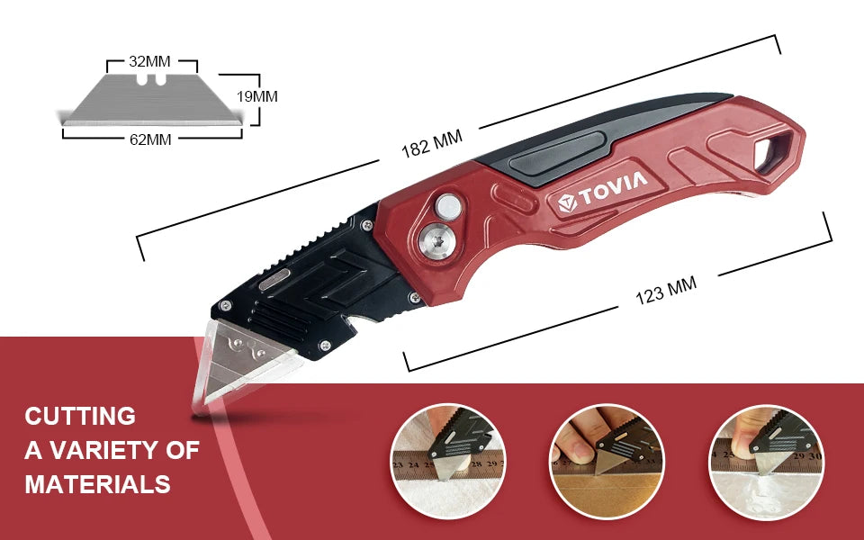 T TOVIA Folding Knife Replaceable Utility Knife for Cable Cartons