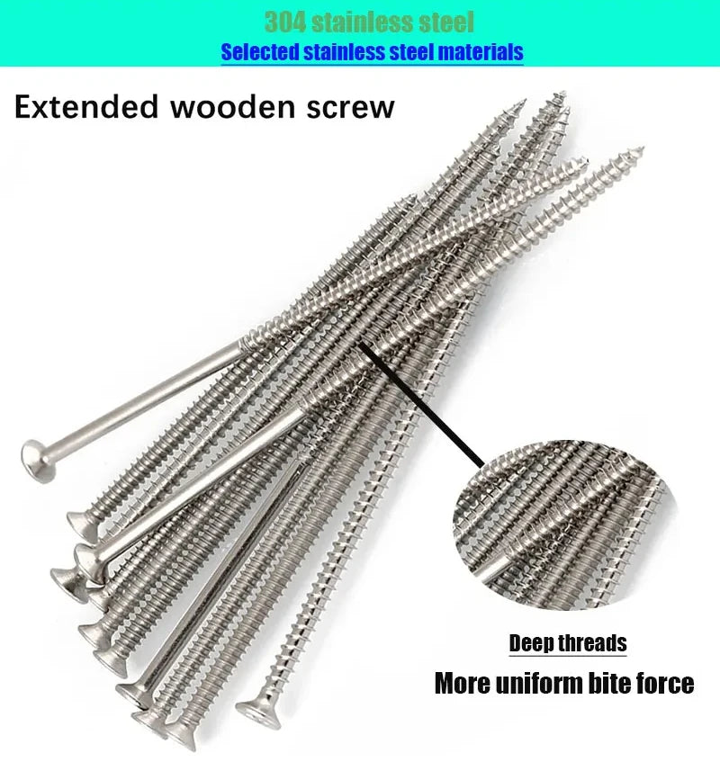M5 lengthening Flat Head Tapping Long Wood Screw Stainless steel