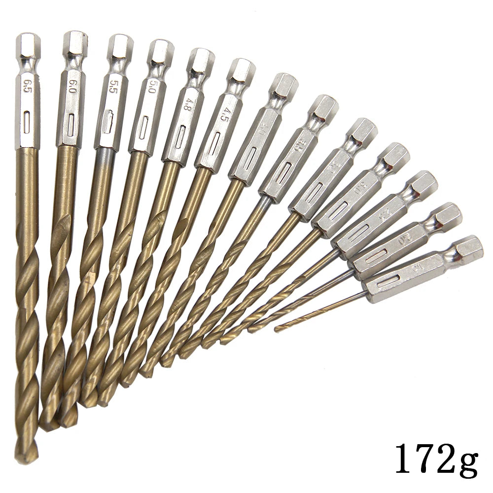 Hexagonal Handle 13pc Titanium Plated Fried Dough Twists Drill