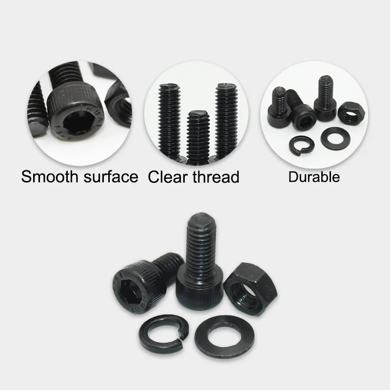 Black 2500P Hex Socket Head Screws Set M2 M2.5 M3 M4 M5 M6 DIN912