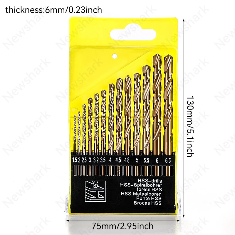 13 in 1 M43 Drill Bit Set, Including Cobalt Professional Spiral Drill