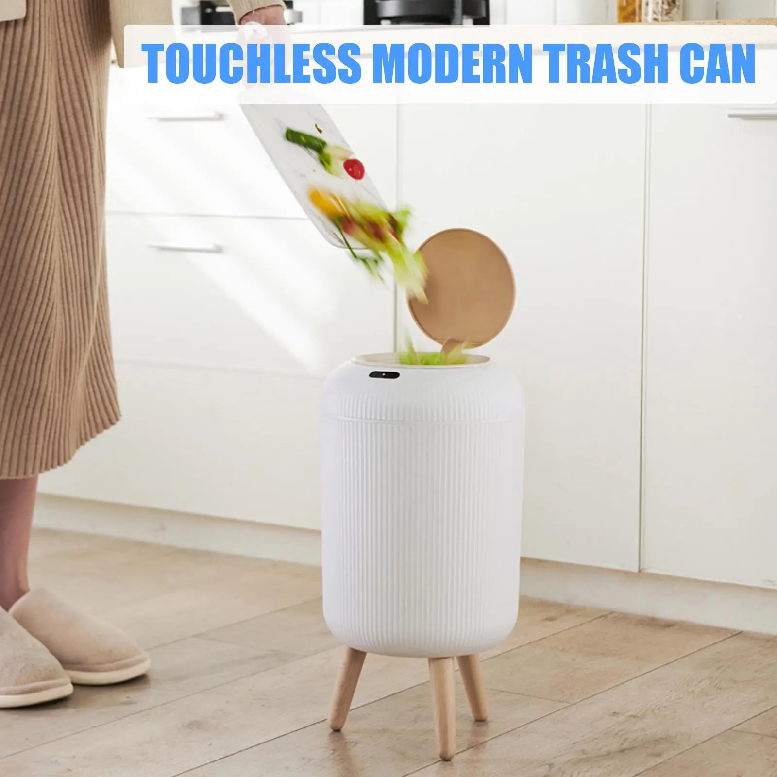 Automatic Trash Can with Lid, Small Plastic Smart Trash Can