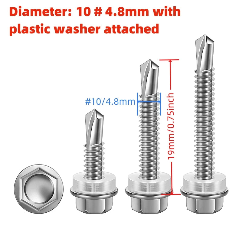 410 #8 #10 Stainless Hex Washer Head Self Drilling Screws 4.2mm/4.8mm