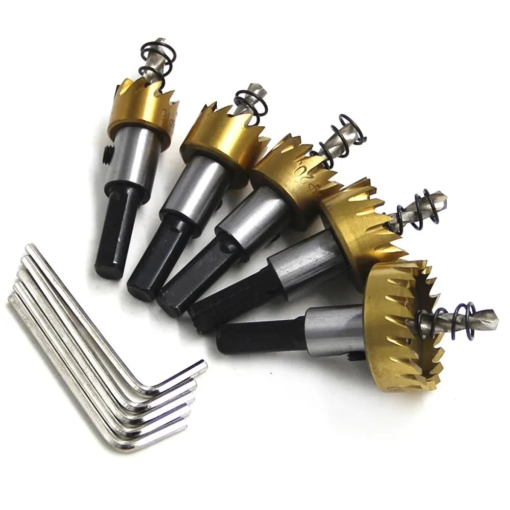 5pc Titanium Plated Serrated Hole Opener Gold Aluminum Plate Iron