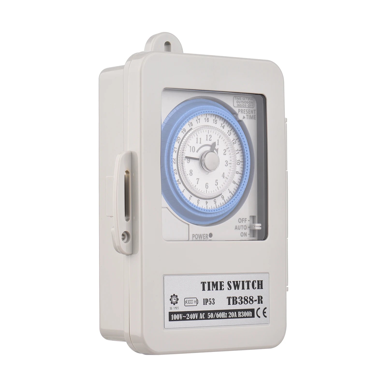 IP53 Mechanical 24hr Timer Switch 96 Settings – AC 100-240V DIN Box