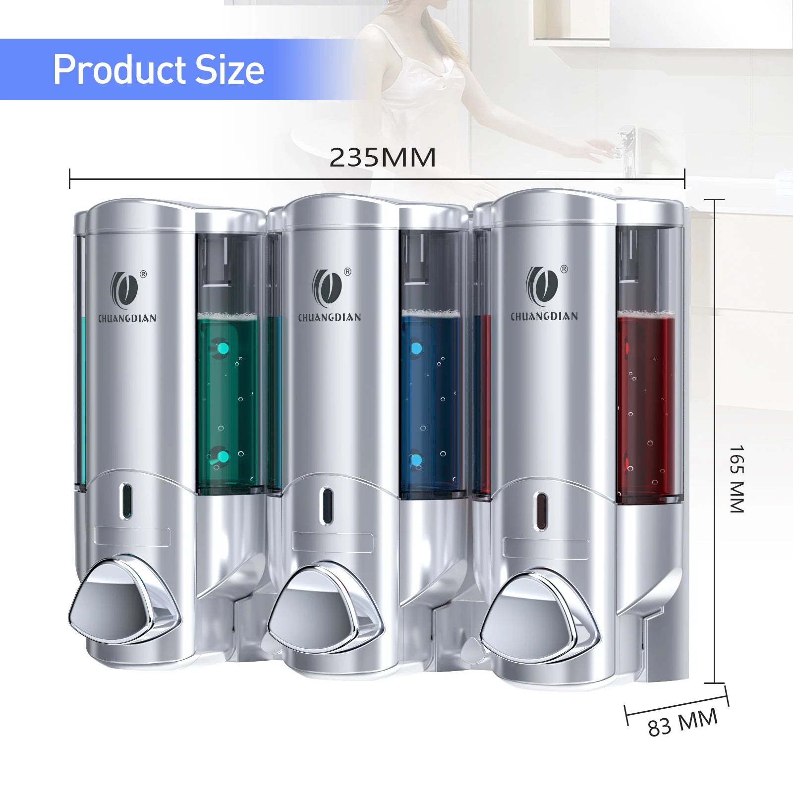 Wall Soap Liquid Dispenser No Drill Bathroom Shampoo