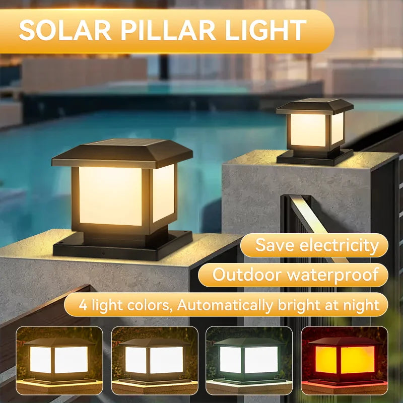 Timed LED Solar Outdoor Light Pillar Solar Lights Waterproof Thick