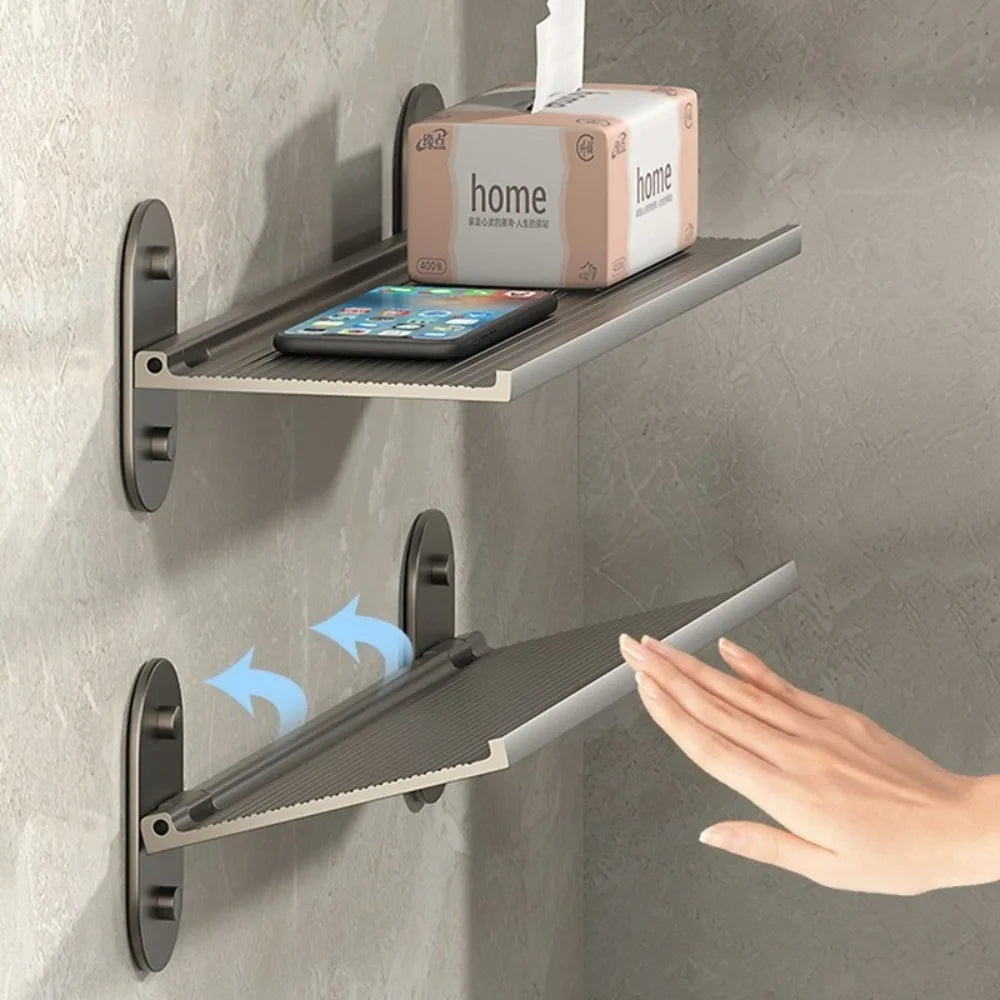 Folding Shelf Bathroom Shelf Toilet Organizer Wall Mounted Shelf St...