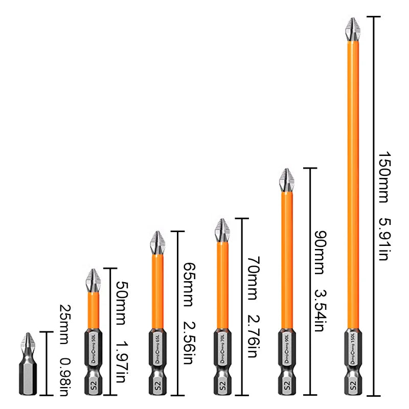 Anti Slip bits Magnetic Screwdriver bit Set S2 Alloy Steel Impact