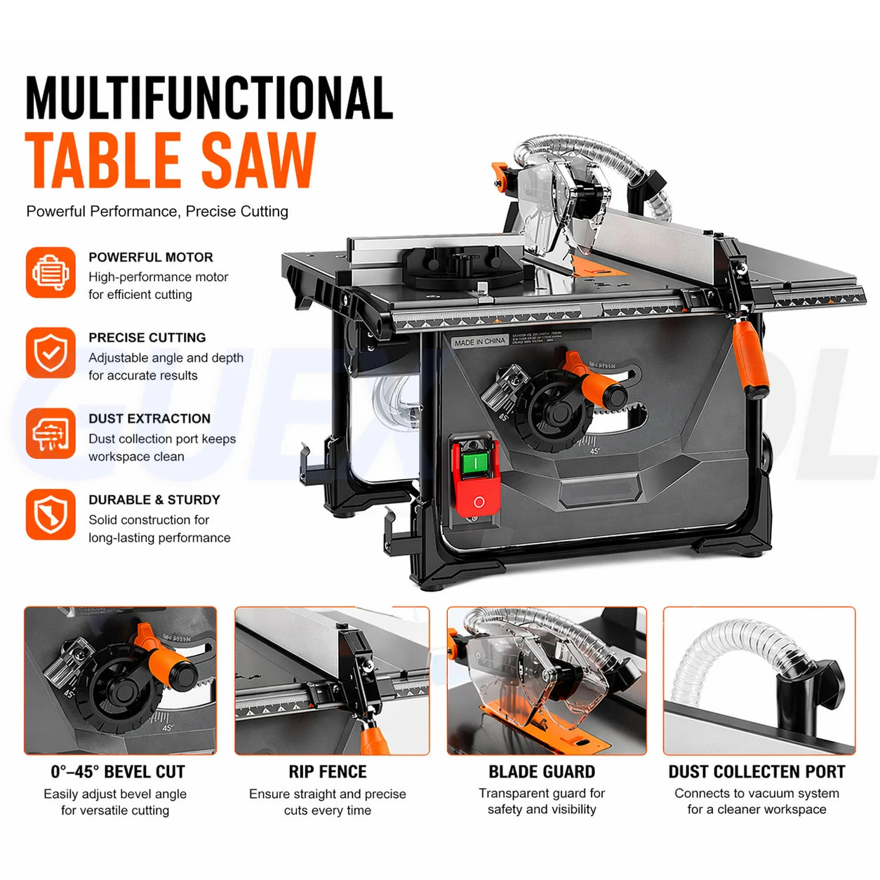 High-Precision Dust-Free Push Table Saw – Extendable Woodworking Bench