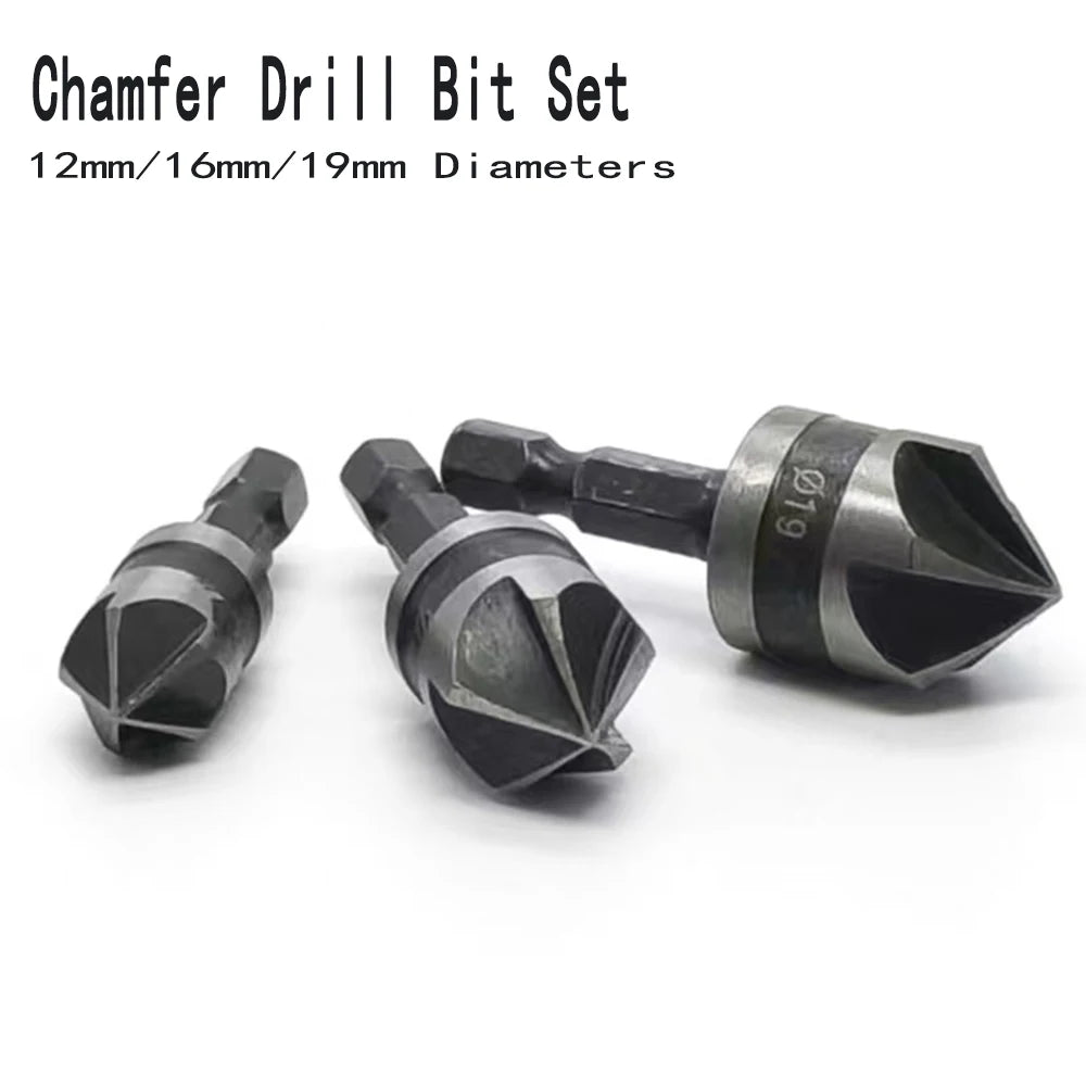 3PCS Hex Countersink Boring 90 Degrees Countersink Drill Bit for