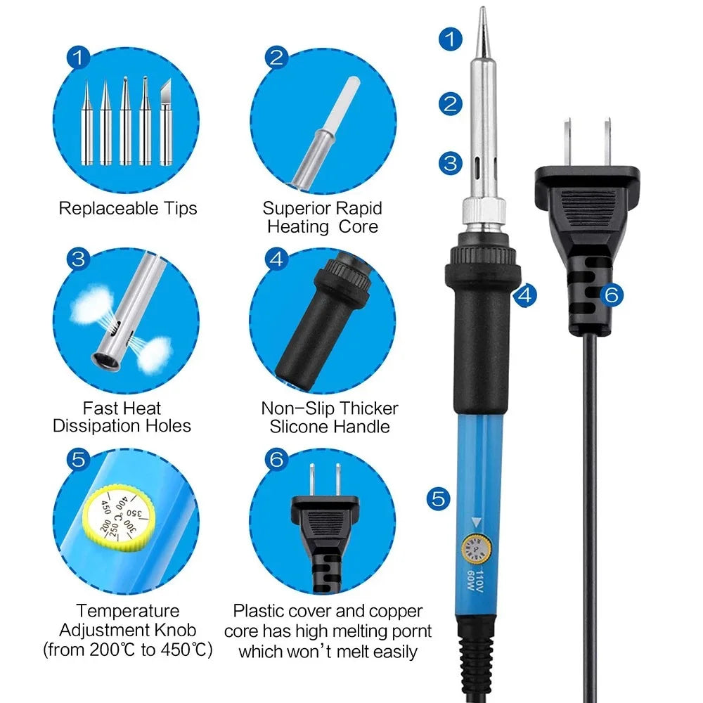 60W Adjustable Temperature Electric Soldering Iron Welding Iron