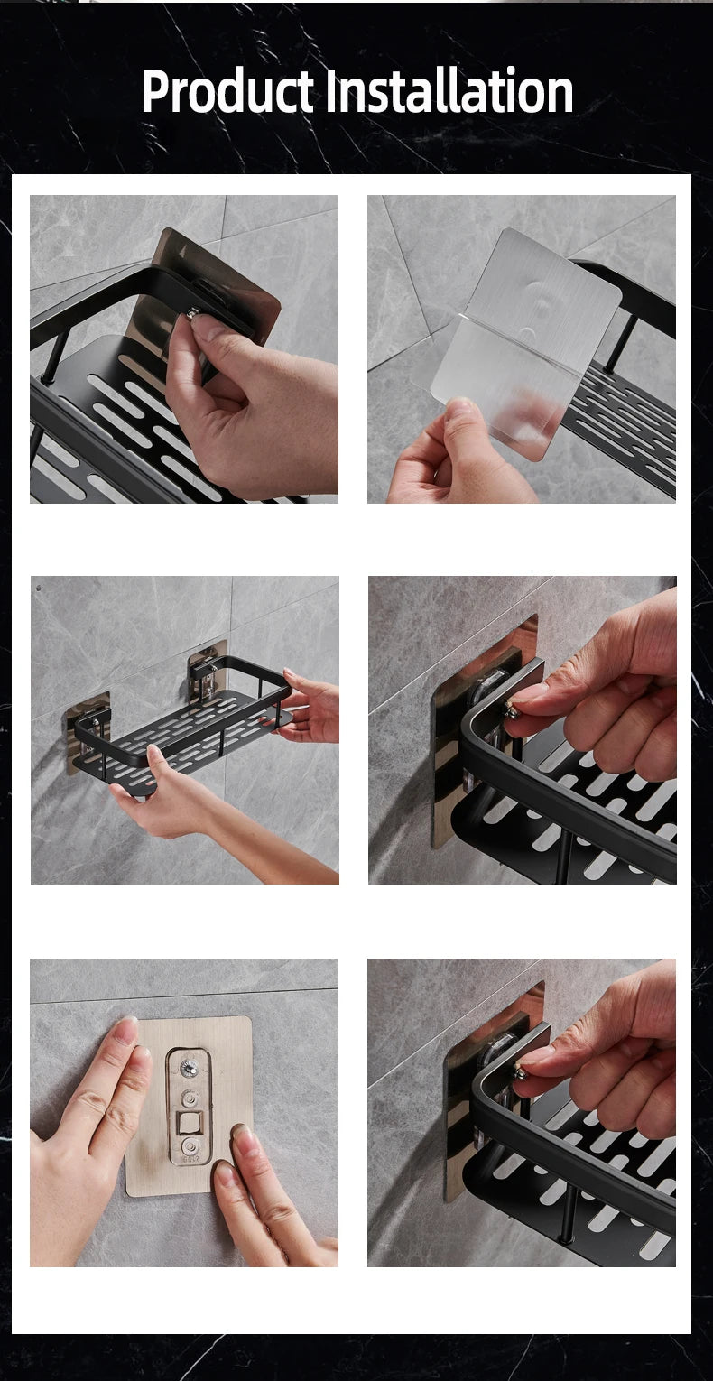 Bathroom No-Nail Shelf Shower Corner Shelf Aluminum Shampoo Shelf