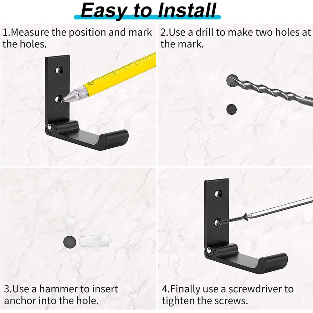 4Pcs Folding Coat Hooks Heavy Duty Aluminum Wall Mount Clothes Rack