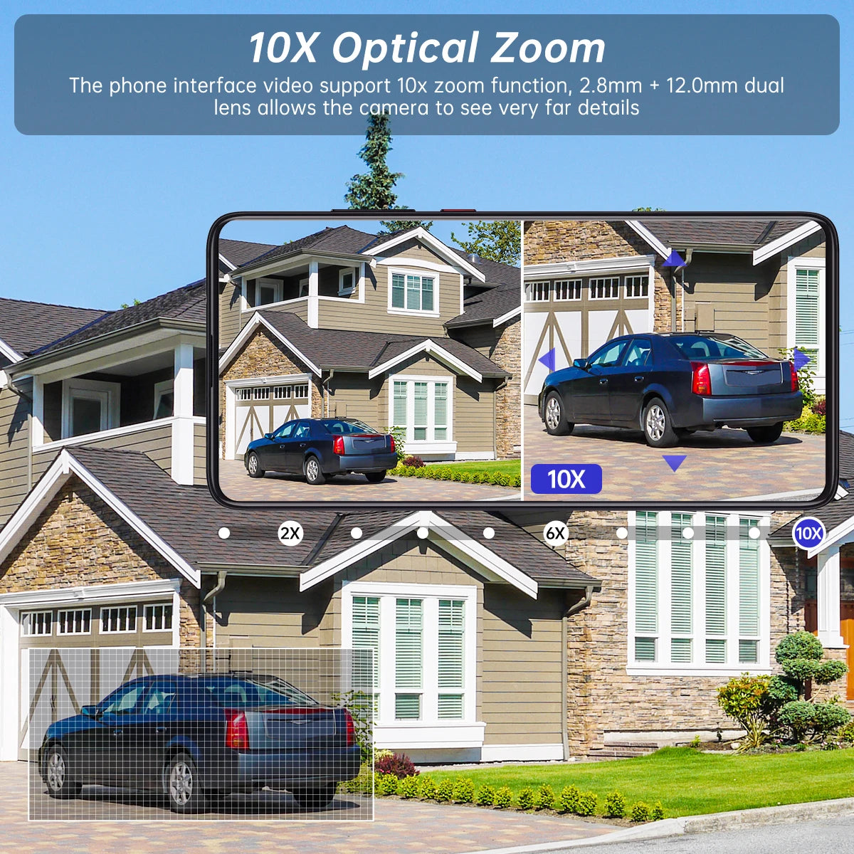 JOOAN 4K 8MP WiFi Surveillance Camera Outdoor Three-Lens Dual Screen