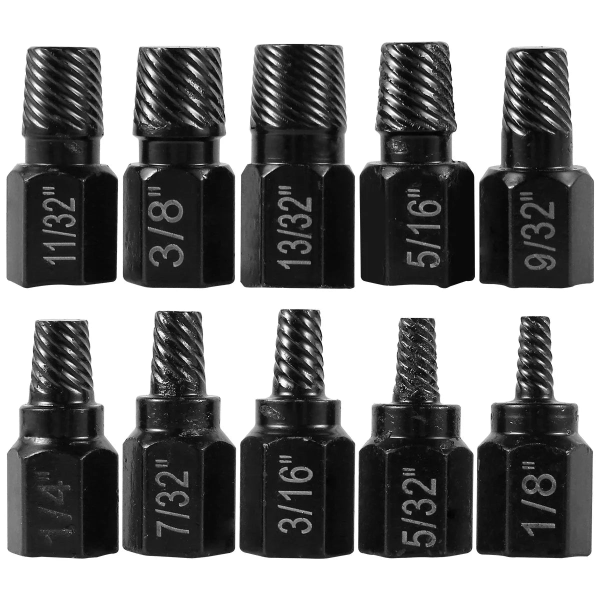 Screw Extractor Kit 10-Piece — Alloy Steel Damaged Bolt & Stud Mult