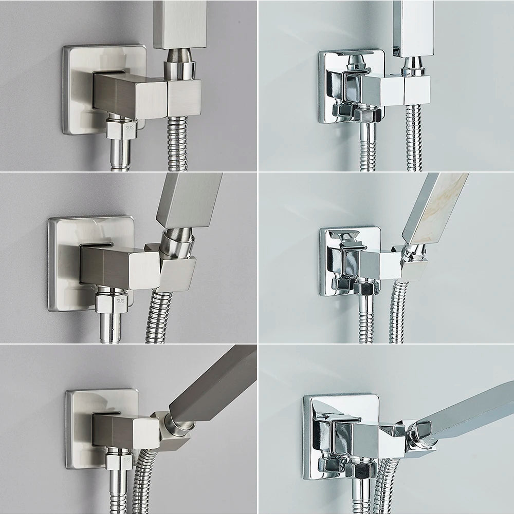 Poiqihy Chrome Shower Head Holder Handheld Shower Spray Bracket Wall