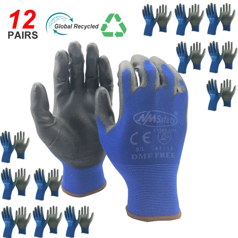 NMSAFETY 12 Pairs Working Protective Glove Men Flexible Nylon or