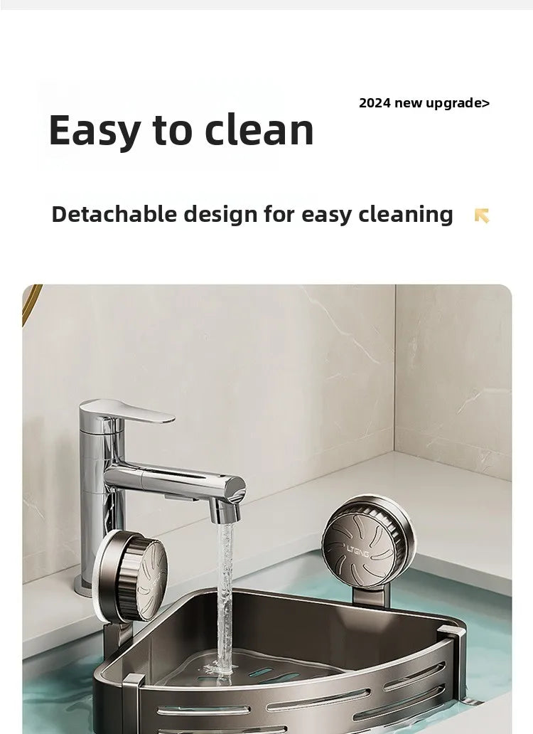 Bathroom suction cup triangular basket storage rack