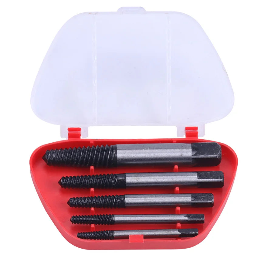 Nut & Screw Extractor Set 5-Piece — Bearing Steel Broken Bolt & Wat