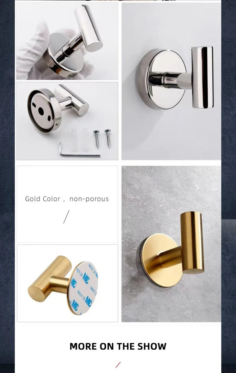 Adhesive/Screw Wall Hooks Key Coat Robe Hanger Kitchen Hardware Rack