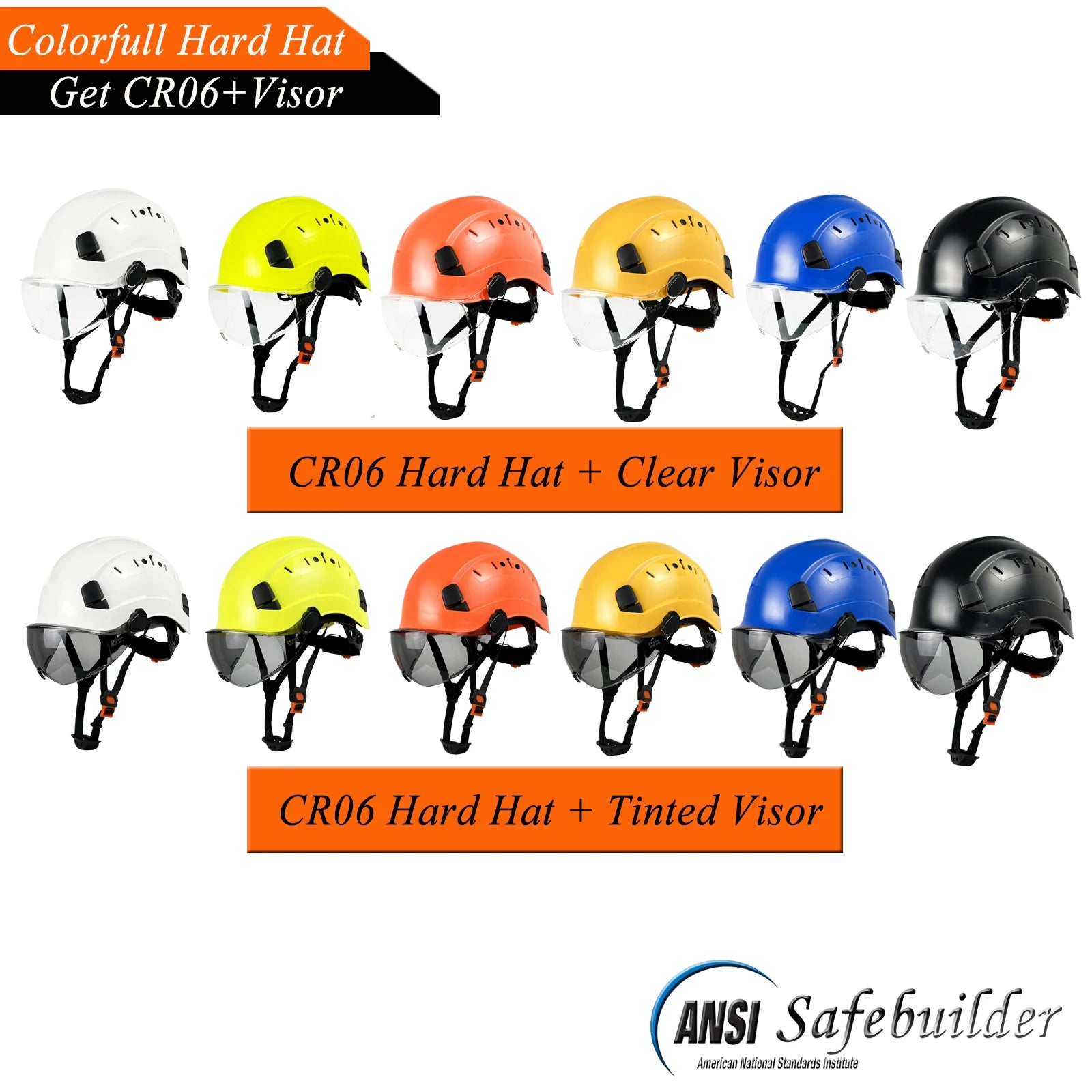 Construction Safety Helmet with Goggles & Visor – CE ANSI ABS Hard Hat