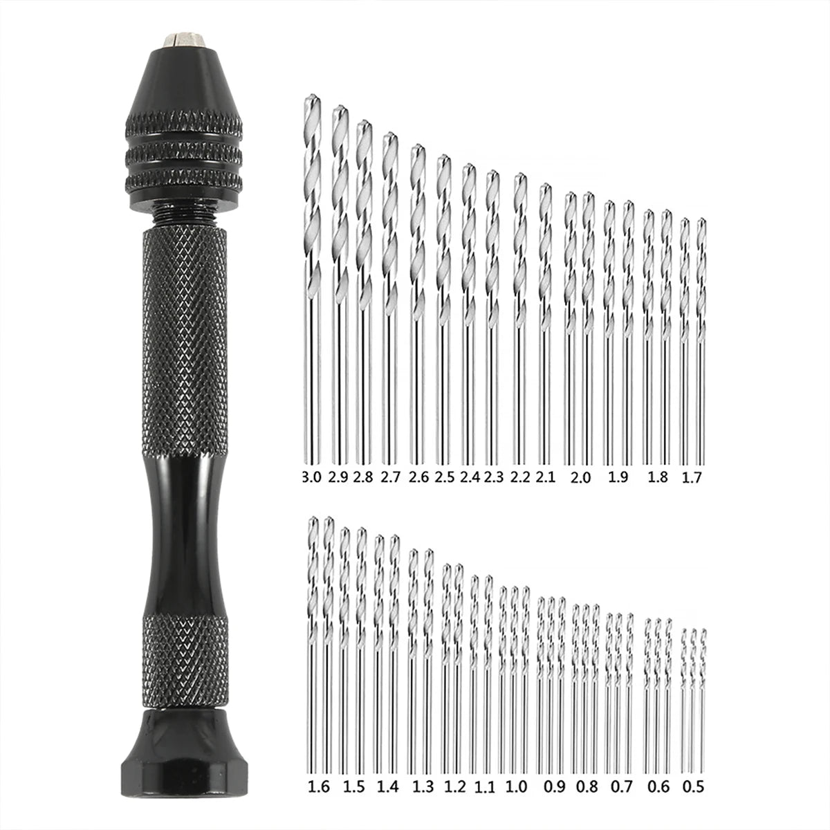 49Pcs Precision Pin Vise Hobby Drill with Model Twist Hand Drill Bits