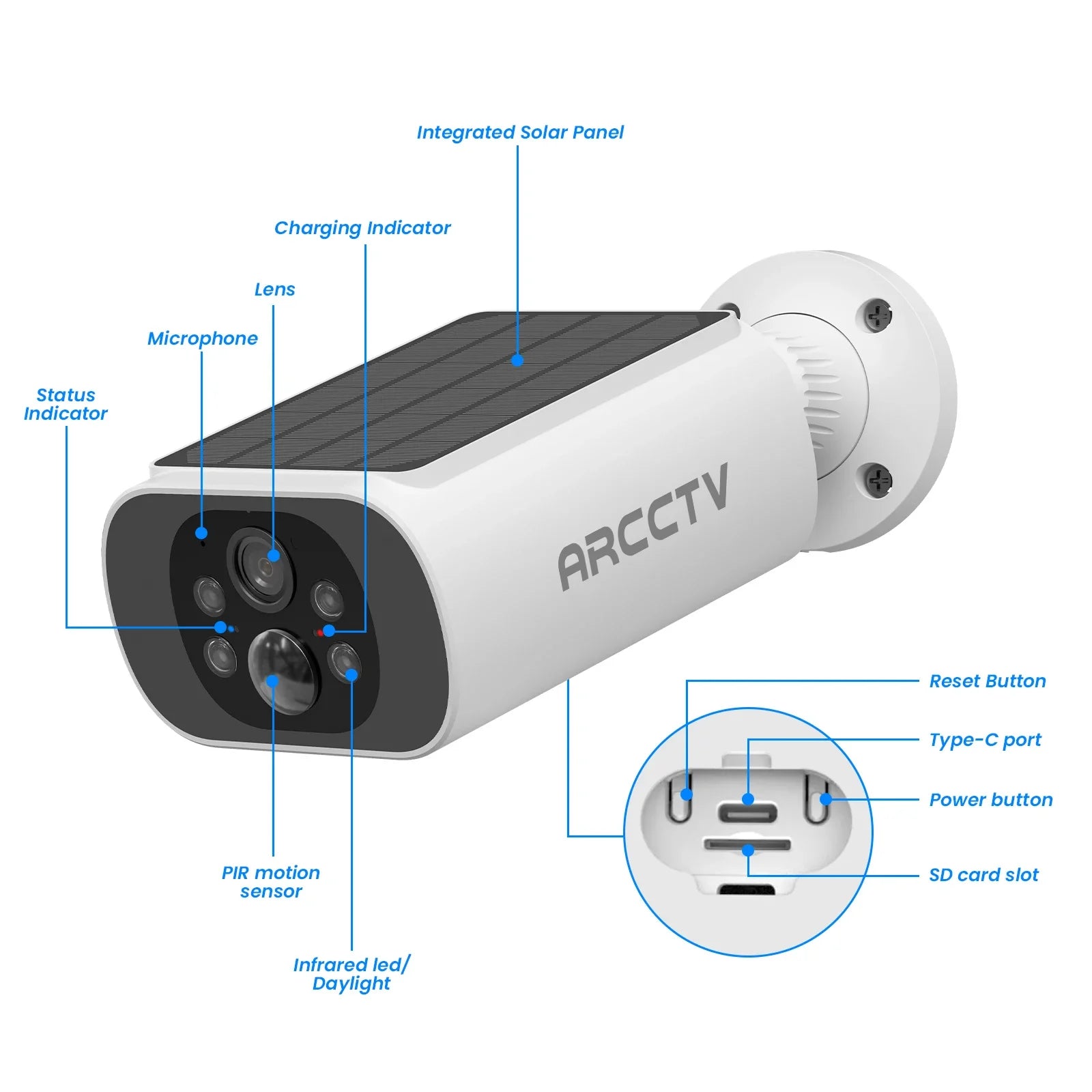 ARCCTV 4MP Wifi Solar Battery Camera Kit Surveillance Security System